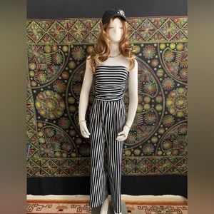 Black and White Stripped Jumpsuit